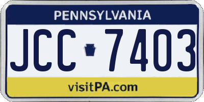 PA license plate JCC7403