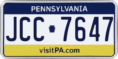 PA license plate JCC7647