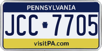 PA license plate JCC7705