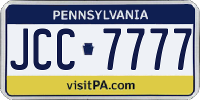 PA license plate JCC7777