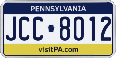 PA license plate JCC8012