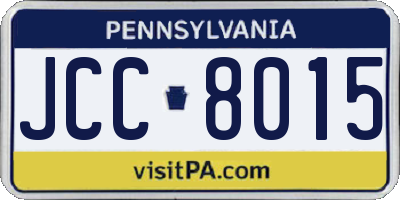 PA license plate JCC8015