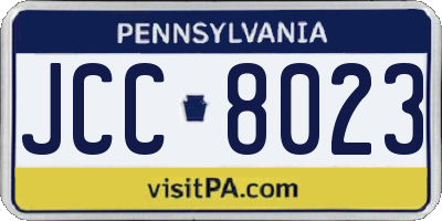 PA license plate JCC8023
