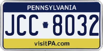 PA license plate JCC8032
