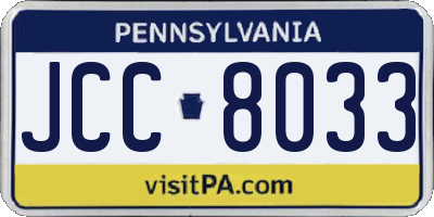 PA license plate JCC8033