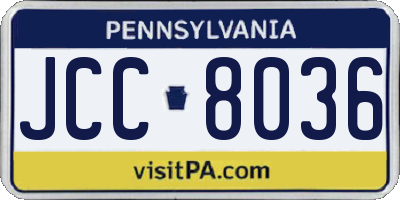 PA license plate JCC8036