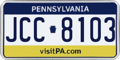 PA license plate JCC8103