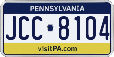 PA license plate JCC8104