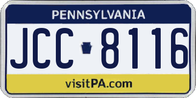 PA license plate JCC8116
