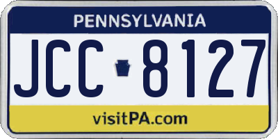 PA license plate JCC8127