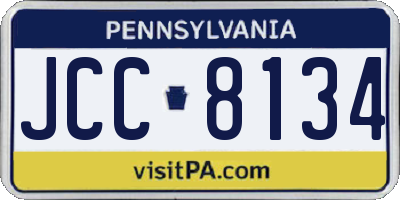 PA license plate JCC8134