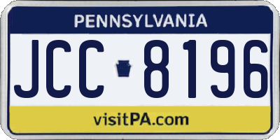 PA license plate JCC8196
