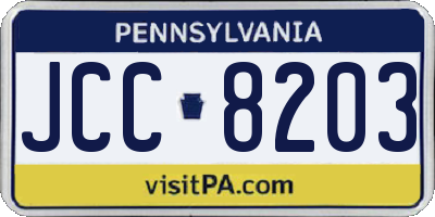 PA license plate JCC8203