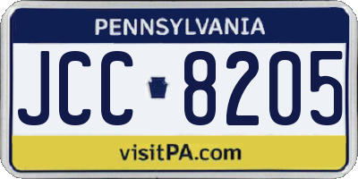 PA license plate JCC8205