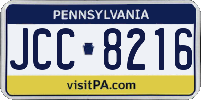 PA license plate JCC8216