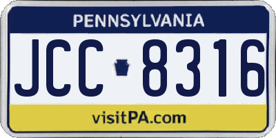 PA license plate JCC8316