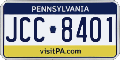 PA license plate JCC8401