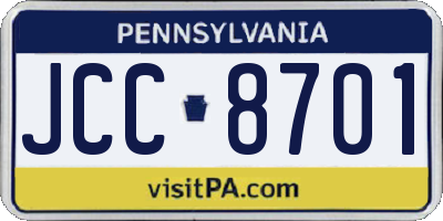 PA license plate JCC8701