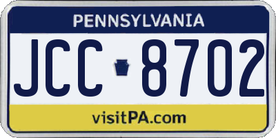 PA license plate JCC8702