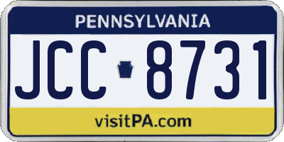 PA license plate JCC8731