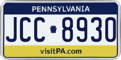 PA license plate JCC8930