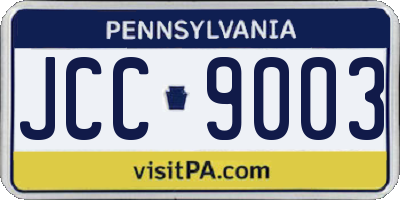 PA license plate JCC9003