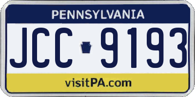 PA license plate JCC9193