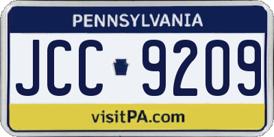 PA license plate JCC9209