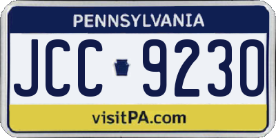 PA license plate JCC9230