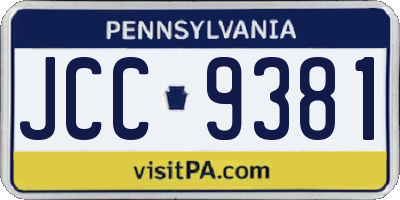 PA license plate JCC9381