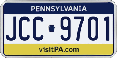 PA license plate JCC9701