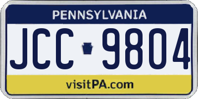 PA license plate JCC9804