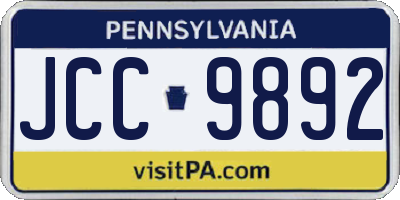 PA license plate JCC9892