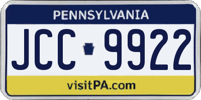 PA license plate JCC9922