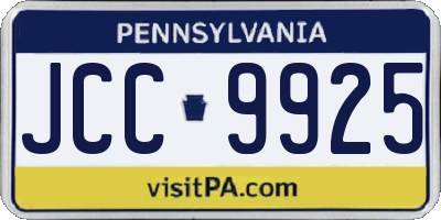 PA license plate JCC9925