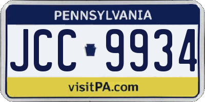 PA license plate JCC9934