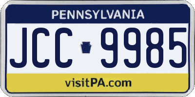 PA license plate JCC9985