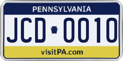 PA license plate JCD0010