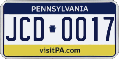 PA license plate JCD0017