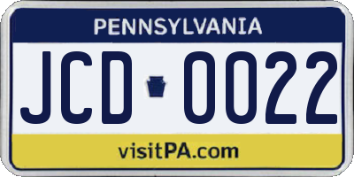 PA license plate JCD0022
