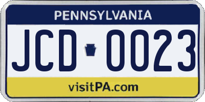 PA license plate JCD0023