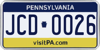 PA license plate JCD0026