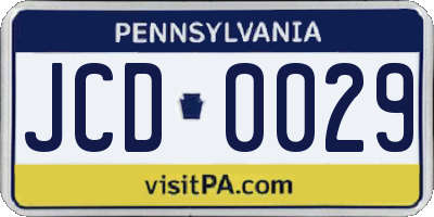 PA license plate JCD0029