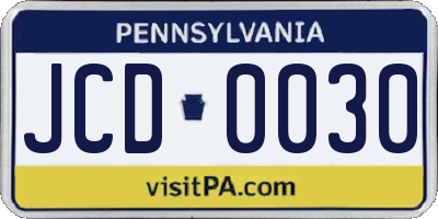 PA license plate JCD0030