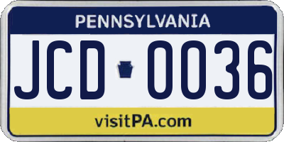PA license plate JCD0036