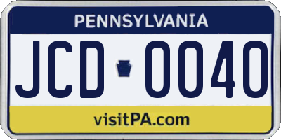 PA license plate JCD0040