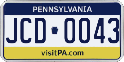 PA license plate JCD0043