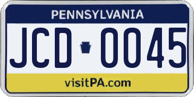 PA license plate JCD0045