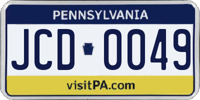 PA license plate JCD0049