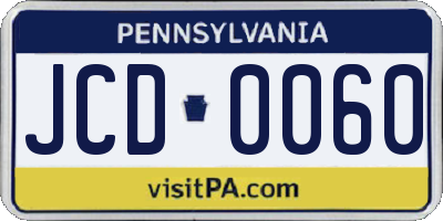 PA license plate JCD0060